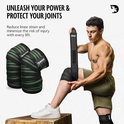 USPA Approved 78” Knee Wraps for Weightlifting Men & Women (Pair) - Premium Cotton Straps for Joint Stability & Pain Relief - Adjustable Fit Gym Knee Wrap Support for Powerlifting, Leg Press & Squats