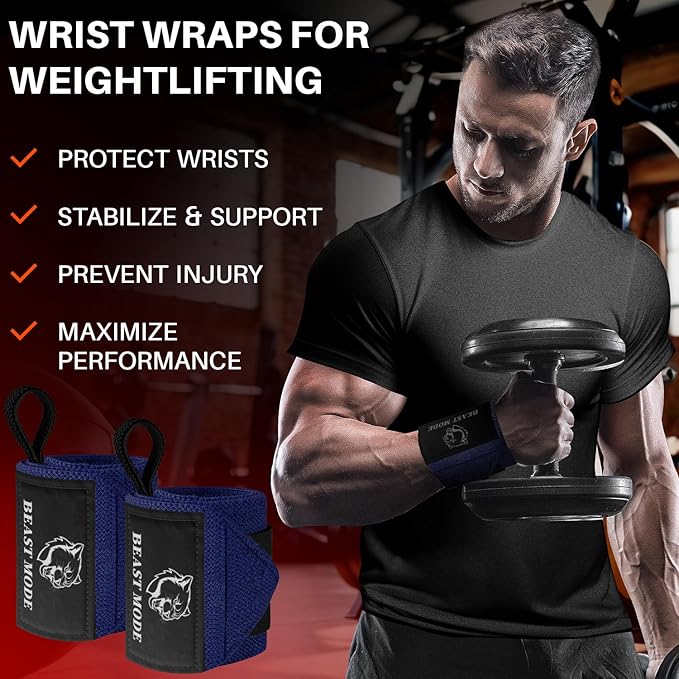 TECEUM Weightlifting 18" & 12" Wrist Wraps with Thumb Loop – Heavy Duty Wrist Workout Braces for Men and Women – Ideal for Powerlifting, Strength Training, Bodybuilding