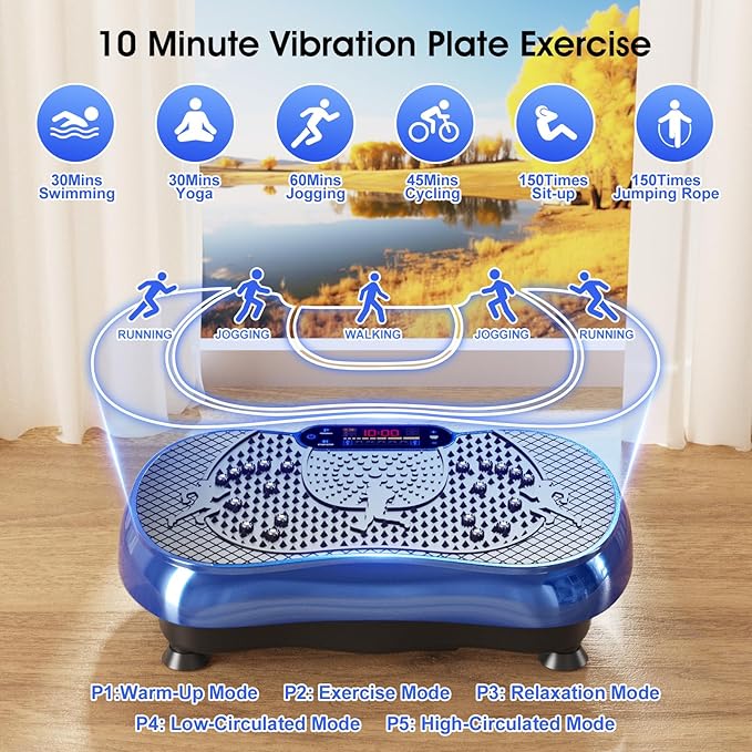 Vibration Plate Exercise Machine, 180 Speed Levels Vibration Plate for Lymphatic Drainage, Whole Body Workout Vibrating Fitness Platform, Effective for Weight Loss, Shaping, Toning & Wellness