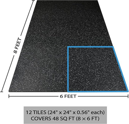 0.56 Inch Thick 48 Sq Ft Gym Flooring 12 Tiles