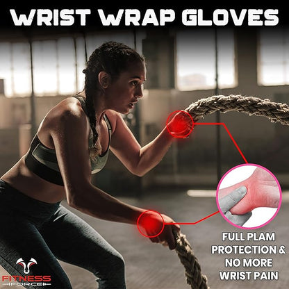 FITNESS FORCE Ventilated Gym Gloves for Men with Built-in Wrist Support for Workouts Weightlifting Gloves Workout Gloves for Women Exercise Fitness Gloves Perfect for Powerlifting, Cross Training