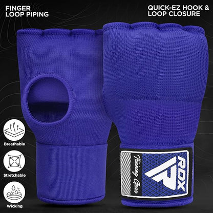 RDX Gel Boxing Hand Wraps Inner Gloves Men Women, Quick 100cm Long Wrist Straps, Elasticated Padded Fist Under Mitts Protection, Muay Thai MMA Kickboxing Martial Arts Punching Training Bandages