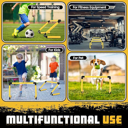 8 Pcs Adjustable Speed Training Hurdles 6" 9" 12" Speed