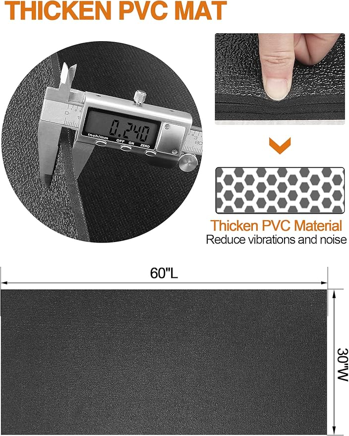 Exercise Equipment Mat 24"x68"/ 30"x60"/ 36"x78"/ 36"x96" Treadmill