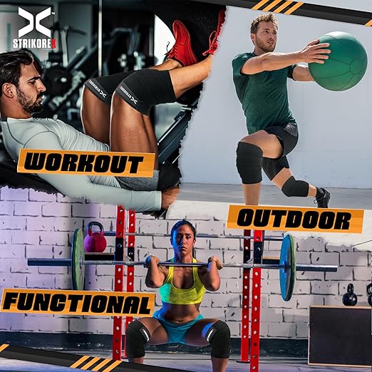 Knee Wraps For Weightlifting (pair) for Men & Women Best for Cross Trainings and Leg Press,Gym Wraps for Workout,Powerlifting & Fitness Squats Flexible Knee Strap (BLACK/BLACK)