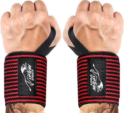 IPOW 18'' Professional Wrist Wraps for Weightlifting 2 Pack(IPF Approved), Heavy Duty Gym Wrist Straps for Working Out, Weight Lifting Wrist Brace for Men & Women, Wrist Support with Thumb Loop