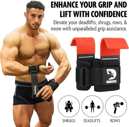 DMoose Fitness Weight Lifting Hooks for Men & 8 mm