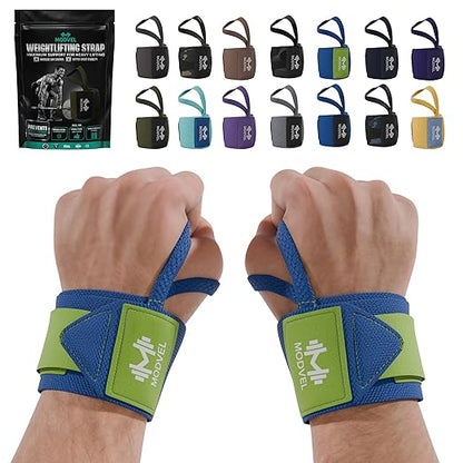 Modvel Adjustable Wrist Wraps for Gym & Lifting – Thick, Breathable Support Straps for Wrist Stability, Comfort & Grip – Ideal for Weight Training, CrossFit & Gym Workouts – Blue/Green (2-Pack)