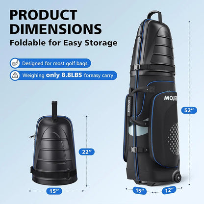 Golf Travel Bags for Airlines with Wheels, Hard Case Top and 1680D Heavy Duty Oxford Protect Golf Clubs, Lightweight and Easy to Maneuver