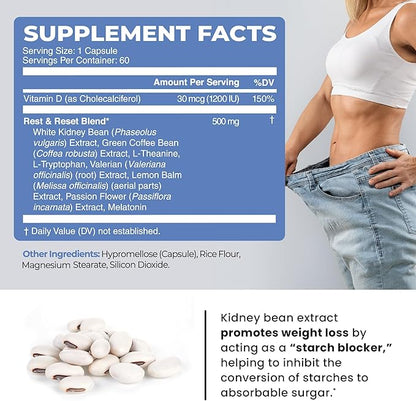 Night Time Fat Burner to Shred Fat While You Sleep | Belly Fat Burner, Carb Blocker & Weight Loss Support Supplements | Burn Belly Fat, Support Metabolism & Fall Asleep Fast | 60 Nighttime Pills