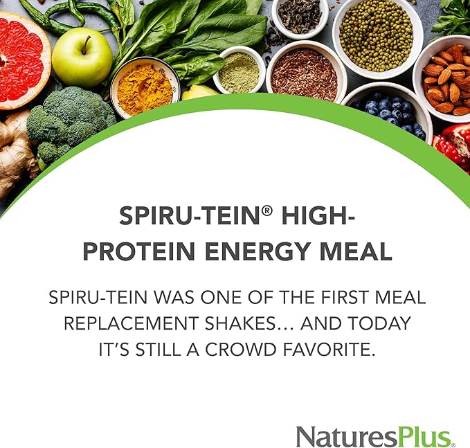 Natures Plus SPIRU-TEIN, Banana - 2.4 lb, Pack of 2 - Plant-Based Protein Shake - Non-GMO, Vegetarian, Gluten Free - 32 Total Servings