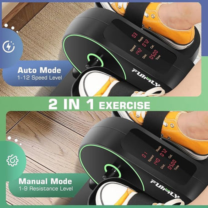 FUNMILY Under Desk Elliptical, Ellipse Leg Exerciser While Sitting for Seniors with Display Monitor, Portable Seated Pedal Exerciser with Remote Control for Home Office Use Fully Assembled