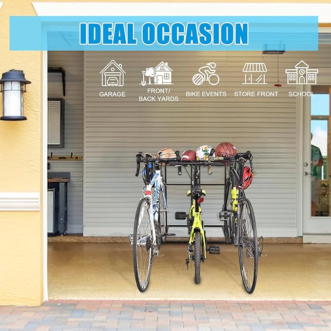 Mythinglogic Garage Bike Storage Rack, Freestanding Organizer for Adult or Kids Bike, 3 Bicycle Holder for Indoor and Outdoor Use
