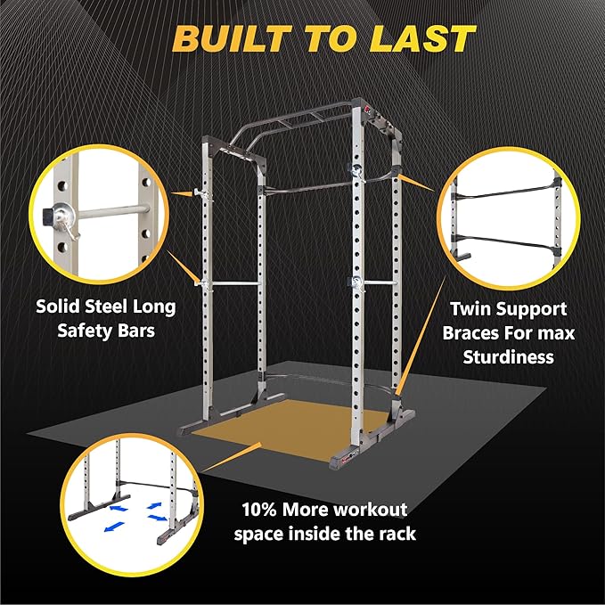 Fitness Reality Squat Rack Power Cage with Optional LAT Pulldown, Cable Crossover