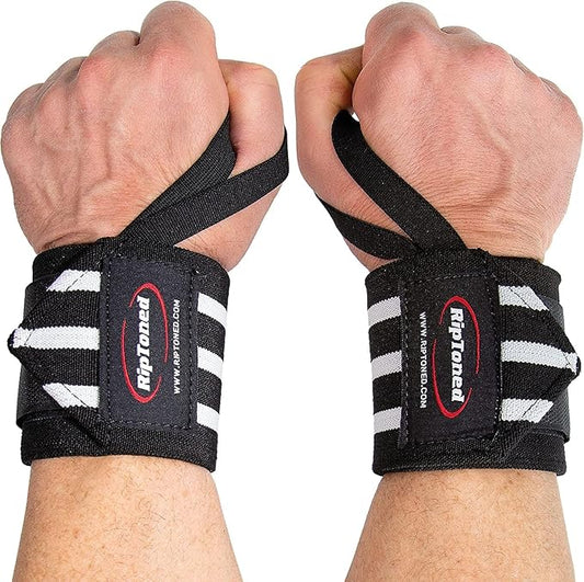 Rip Toned 18” Wrist Wraps - Wrist Straps for Weightlifting - Lift Better, Protect Wrist Pain - Adjustable, Durable, Machine Washable - Wrist Wraps for Weightlifting - USPA Endorsed for Men & Women