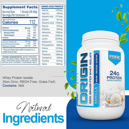 100% Grass Fed Vanilla Protein Isolate- Keto, Low Carbs-2lbs