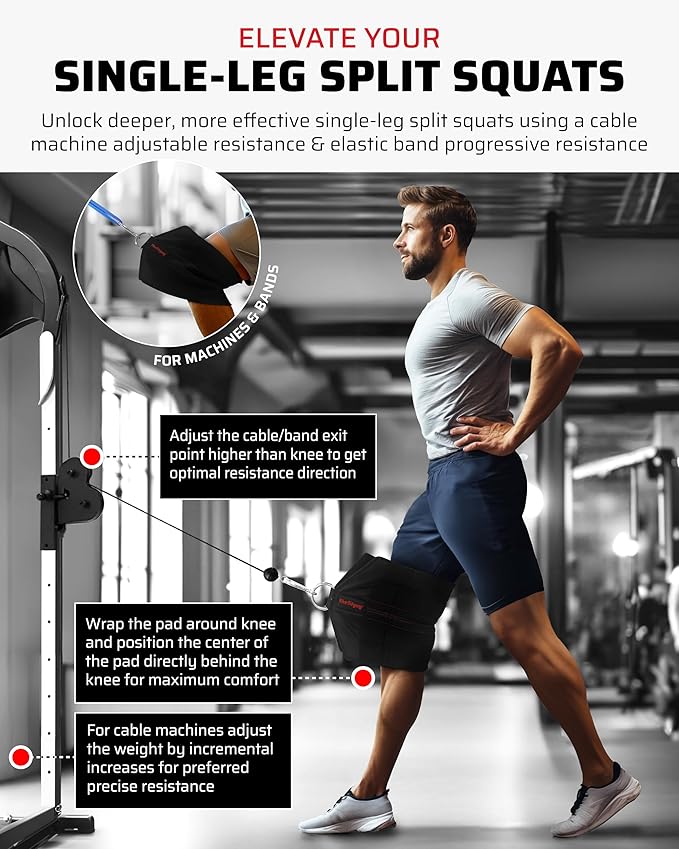 Squat Knee Attachment for Cable Machine, Resistance Band & Smart Gym | Supports Deep Split Squats | Promotes Knee Strength, Ankle Mobility & Joint Stability | Home & Commercial Gym Accessory