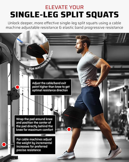 Squat Knee Attachment for Cable Machine, Resistance Band & Smart Gym | Supports Deep Split Squats | Promotes Knee Strength, Ankle Mobility & Joint Stability | Home & Commercial Gym Accessory