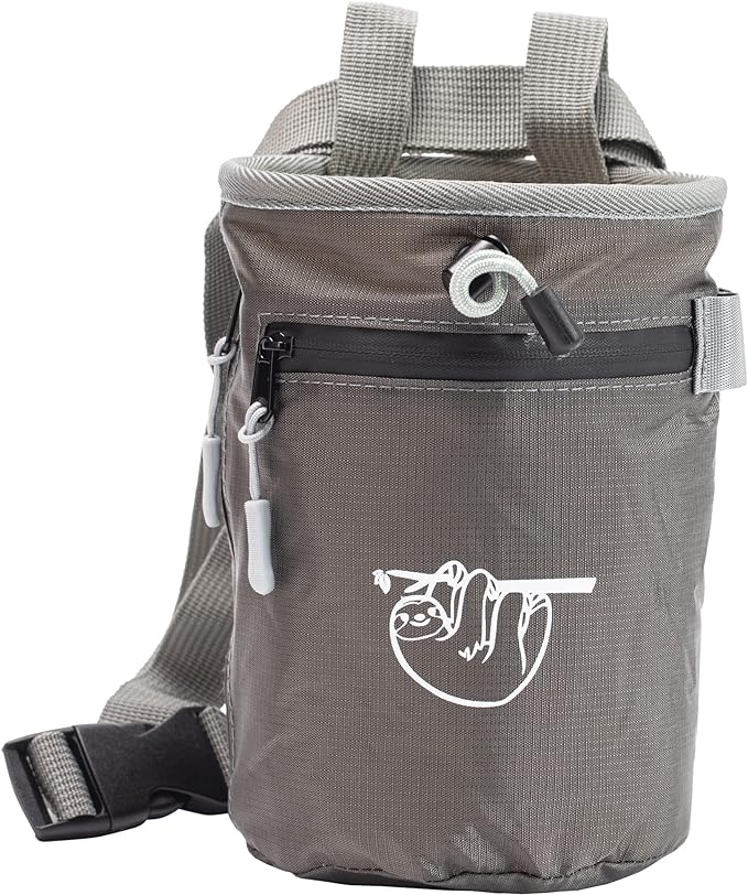 Chalk Bag for Rock Climbing, Climbing Chalk Bag for Bouldering with 2 Large Zipper Storage Pockets, Premium Gym Chalk Bag for Weightlifting, Great Gift and Rock Climbing Gear