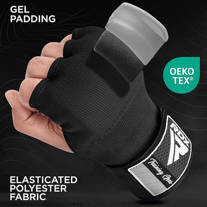 RDX Gel Boxing Hand Wraps Inner Gloves Men Women, Quick 100cm Long Wrist Straps, Elasticated Padded Fist Under Mitts Protection, Muay Thai MMA Kickboxing Martial Arts Punching Training Bandages