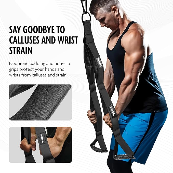 DMoose Tricep Rope Cable Attachment - Multi-Grip Gym Rope for Triceps, Back & Shoulders - Versatile Workout Tricep Pull Down Attachment for Muscle Isolation & Strength Training