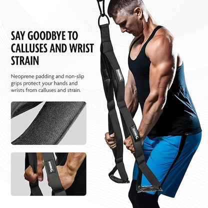 DMoose Tricep Rope Cable Attachment - Multi-Grip Gym Rope for Triceps, Back & Shoulders - Versatile Workout Tricep Pull Down Attachment for Muscle Isolation & Strength Training