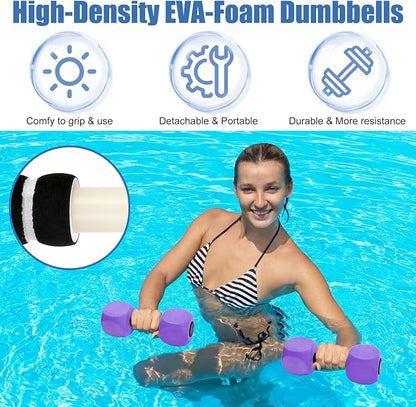 Water Dumbbells, 2Pack Aquatic Exercise Dumbbells, EVA Foam Barbells for Men Women Water Workouts
