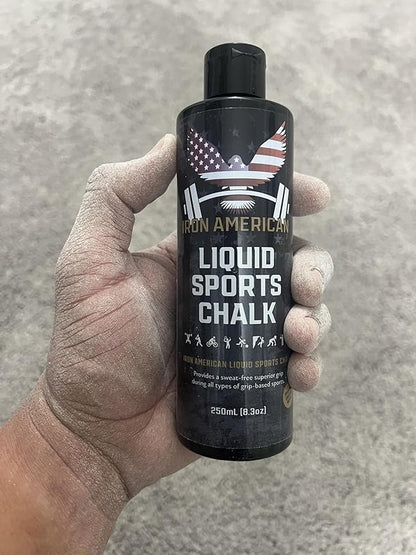 IRON AMERICAN Liquid Chalk - No-Mess Long-Lasting Grip Chalk for Weightlifting, Gymnastics, Rock Climbing, and Fitness Training - Advanced Hand Chalk for Gym