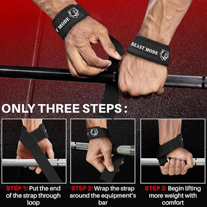 TECEUM Wrist Lifting Straps with Neoprene Padding Support – Heavy Duty Wrist Workout Straps For Men and Women – Ideal for Powerlifting, Strength Training, Bodybuilding