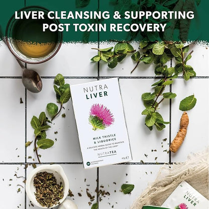 NUTRALIVER - Liver Detox Tea | Liver Cleanse Tea – For Liver Cleansing and Liver Support – Includes Milk Thistle, Turmeric & Fennel - 60 Enveloped Tea Bags - by Nutra Tea - Herbal Tea - (3 Pack)