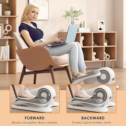 soges Under Desk Elliptical Machine,Seated Pedal Exerciser for Senior,12 Adjustable Speeds Portable bidirectional Ellipse Exerciser,Ellipse Leg Exerciser with Remote Control and Manual Mode