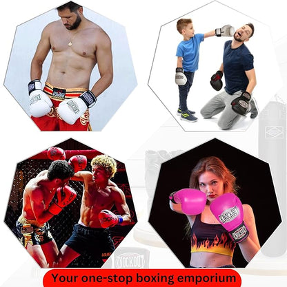 Knockout Gel Boxing Gloves for Men Women - Pro Training Sparring, Maya Hide Leather Muay Thai MMA Kickboxing, Adults-Kids Heavy Bag Workout Gloves for Boxing -Ultra-Wide Wrist Support 10 oz - 16 oz