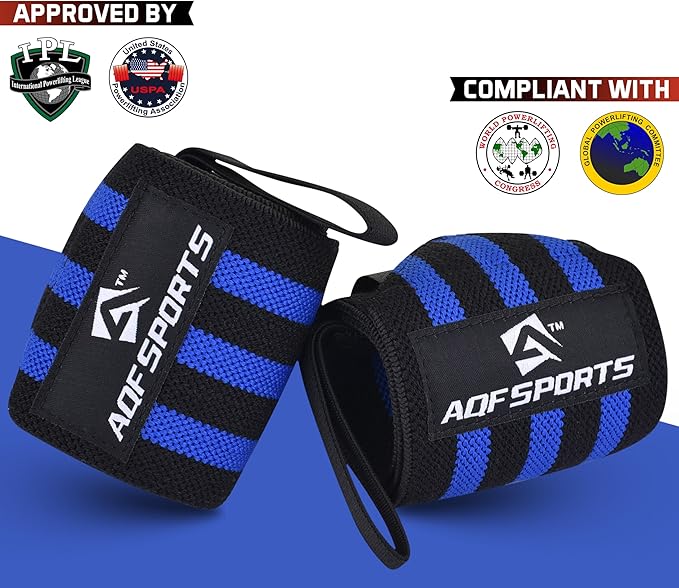 Wrist Wraps for Weightlifting - USPA & IPL Approved 18" Gym Wrist Support with Thumb Loop - Heavy Duty Lifting Wrist Straps for Fitness, Workout, Powerlifting, & Bodybuilding (Pair)