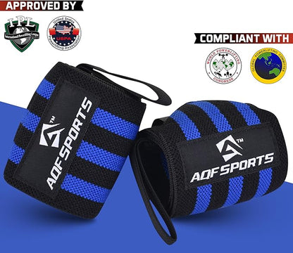 Wrist Wraps for Weightlifting - USPA & IPL Approved 18" Gym Wrist Support with Thumb Loop - Heavy Duty Lifting Wrist Straps for Fitness, Workout, Powerlifting, & Bodybuilding (Pair)