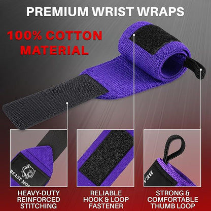 TECEUM Weightlifting 18" & 12" Wrist Wraps with Thumb Loop – Heavy Duty Wrist Workout Braces for Men and Women – Ideal for Powerlifting, Strength Training, Bodybuilding