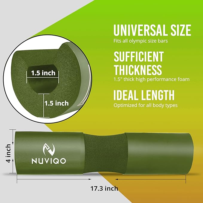 Barbell Pad Squat Pad for Lunges and Squats - Hip Thrust Pad for Standard and Olympic Bars - Provides Cushion to Neck and Shoulders While Training