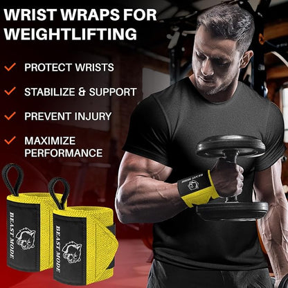 TECEUM Weightlifting 18" & 12" Wrist Wraps with Thumb Loop – Heavy Duty Wrist Workout Braces for Men and Women – Ideal for Powerlifting, Strength Training, Bodybuilding