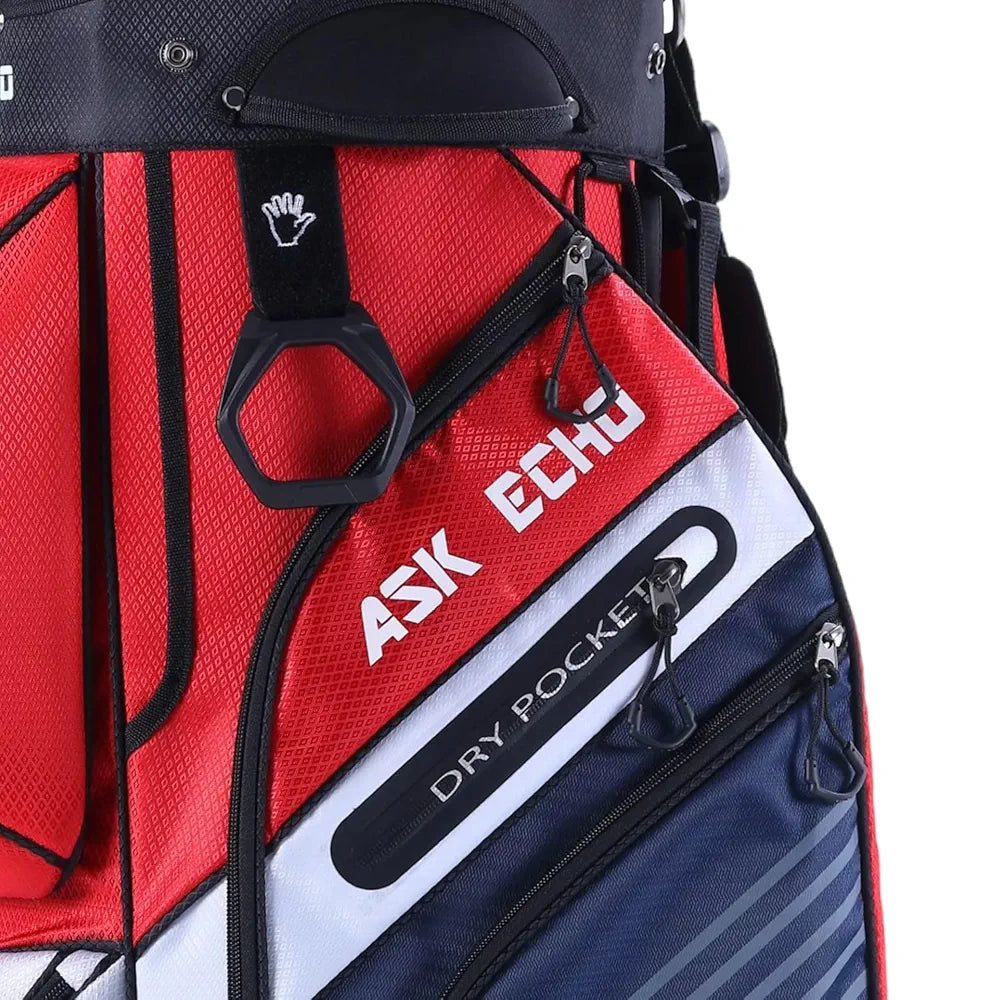 ASK ECHO T-Lock Golf Cart Bag with 14 Way Organizer Divider Top, Premium Cart Bag with Handles and Rain Cover for Men