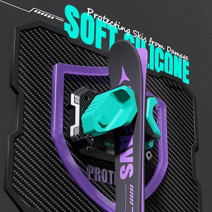 Ski & Snowboard Wall Rack for Garage Wall Fits Any Ski/board, Ski Wall Mount Holders Damage-Free Storage Rack, Garage Organization Space-Saving Winter Gear Organizer, Green, 6 Pack