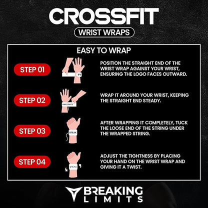 BREAKING LIMITS Cross Training Wrist Wraps - Gym Wrist Supports for Weightlifting, WOD Workouts & Calisthenics - Fitness Gear for Men & Women