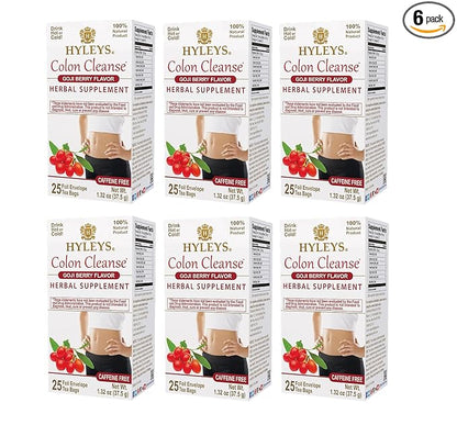 Hyleys Colon Cleanse Tea Goji Berry Flavor (6 Pack - 150 Tea Bags Total)