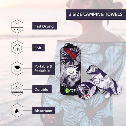 4Monster Camping Towels 3 Size at 1 Pack