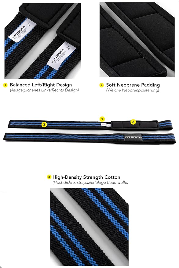 Fitgriff® Lifting Wrist Straps for Weightlifting, Gym, Deadlift, Workout (Made of Premium Cotton & Padded) - Men & Women