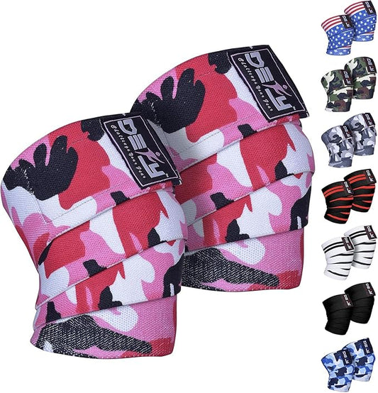 DEFY Sports' Knee Wraps for Weightlifting - Provides Knee Support for Powerlifting, Squats & Fitness Workouts