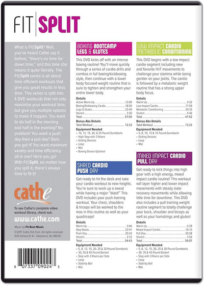Cathe Fit Split Workout DVD Program For Women and Men - Includes 4 Short Cardio Workout Routines, Followed By a Strength Workout - For Weight Loss, Fat Burning, Cardio and Muscle Toning