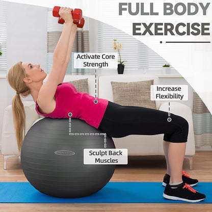 Anti-Burst and Slip Resistant Exercise Ball Yoga Ball 2,000-Pound Capacity,