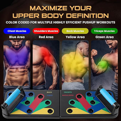 Push Up Board 9 in 1 with Adjustable Jump Rope | Push Up Board for Men & Women | Multi-functional Push Up Bar System | Perfect Pushup Board for Exercise | Strength Training Equipment | Skipping Rope