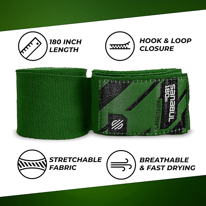 Sanabul Elastic 180 inch Boxing Hand Wraps for Boxing Gloves Muay Thai Kickboxing MMA Wraps for Men & Women