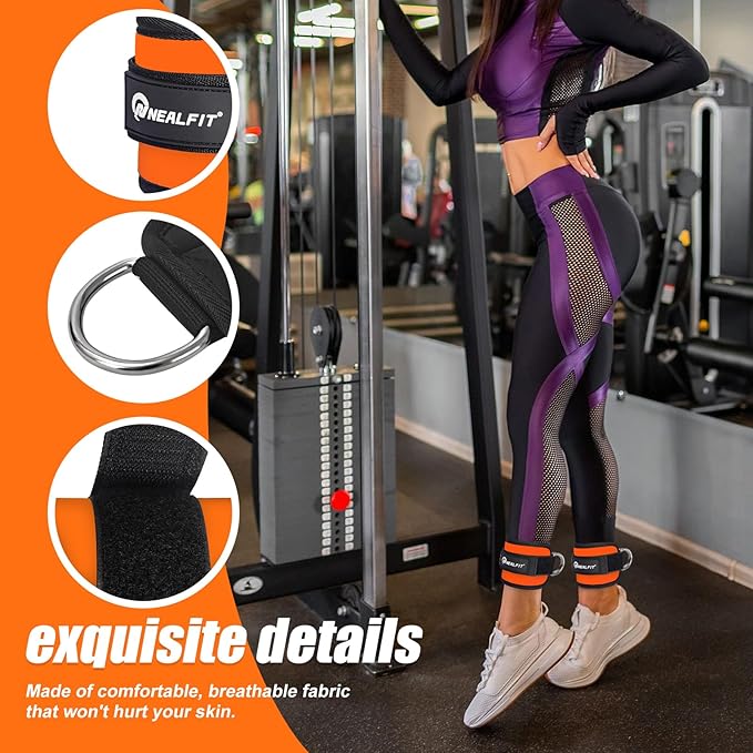 Ankle Strap for Cable Machine, Gym Ankle Cuff for Kickbacks, Leg Extensions, Glute Workouts, Booty Hip Abductors Exercise for Women and Men