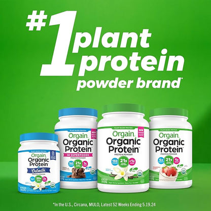 Orgain Organic Vegan Protein Powder, Vanilla Bean - 21g Plant Protein, 6g Prebiotic Fiber, No Lactose Ingredients, No Added Sugar, Non-GMO, For Shakes & Smoothies, 2.03 lb (Packaging May Vary)
